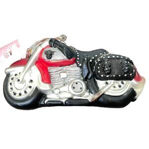 Dept 56 Harley Davidson Motorcycle Ornament LARGE Hand Blown Glass READ